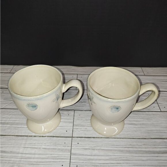 Home Studio Shoreline Collection Footed Mugs Seashells Nautical Beach Ocean - Picture 1 of 8